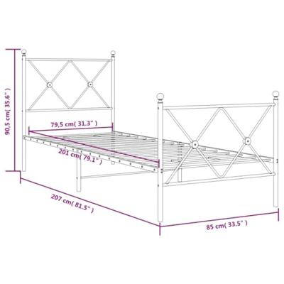 Bedframe met hoofd- en voeteneinde metaal zwart 80x200 cm