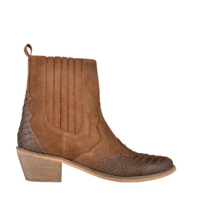 PS Poelman Tartor leren cowboylaarzen met slangenprint bruin PS Poelman Tartor leren cowboylaarzen met slangenprint bruin