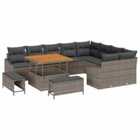 Tuinbankenset met kussen 12 pcs Grijs poly rattan - thumbnail