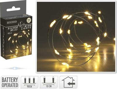 Zilverdraad met 10 micro led lampjes warm wit