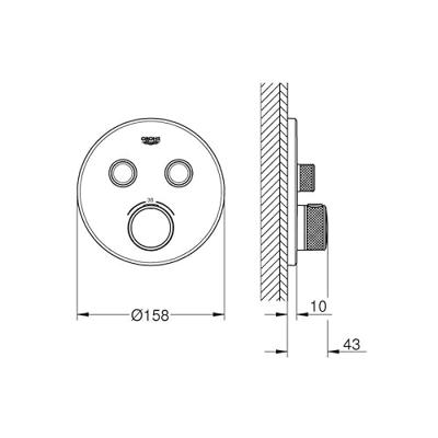 Grohe SmartControl Inbouwthermostaat - 3 knoppen - rond - brushed warm sunset 29119dl0 Grohe SmartControl Inbouwthermostaat - 3 knoppen - rond - brushed warm sunset 29119dl0