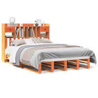 Bed met boekenkast zonder matras grenenhout wasbruin 140x190 cm - thumbnail