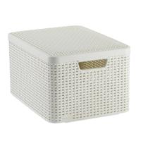 Curver opbergmand met deksel groot - wit - 23x44x33 cm - thumbnail
