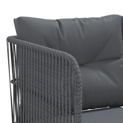 Loungeset met kussens staal en textileen zwart - thumbnail