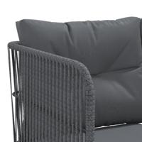 Loungeset met kussens staal en textileen zwart - thumbnail