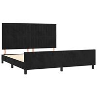 Bedframe met hoofdeinde fluweel zwart 180x200 cm - thumbnail