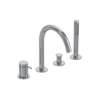 Badrandcombinatie IVY Bond 4-gats Mengkraan Met Uittrekbare Handdouche Draaibare Uitloop Chroom IVY - thumbnail