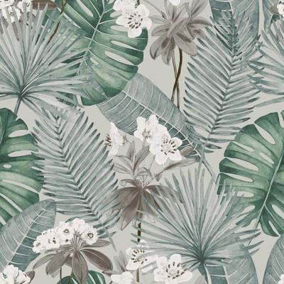 DUTCH WALLCOVERINGS behang eden grijs en lichtgroen