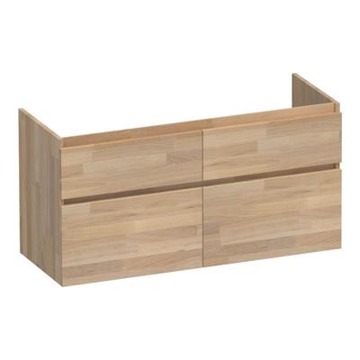 Brauer Delight - Onderkast - 120 cm - met 4 Softclose Lades Greeploos en 2 Sifon Uitsparingen - Vingerlas Eiken Grijs