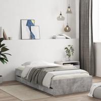 Bedframe met lades bewerkt hout betongrijs 75x190 cm - thumbnail