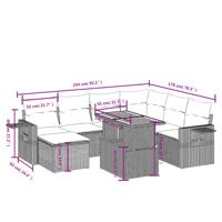 8-delige Loungeset met kussens poly rattan zwart - thumbnail