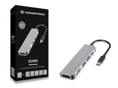 Conceptronic DONN02G interface hub USB 3.2 Gen 1 (3.1 Gen 1) Type-C 5000 Mbit/s Aluminium