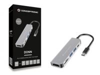 Conceptronic DONN02G interface hub USB 3.2 Gen 1 (3.1 Gen 1) Type-C 5000 Mbit/s Aluminium - thumbnail