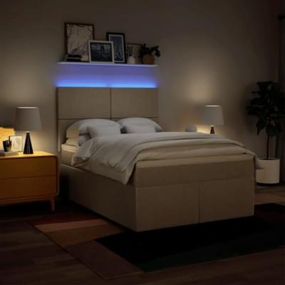 Boxspring met matras stof crèmekleurig 160x200 cm