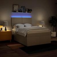 Boxspring met matras stof crèmekleurig 160x200 cm - thumbnail
