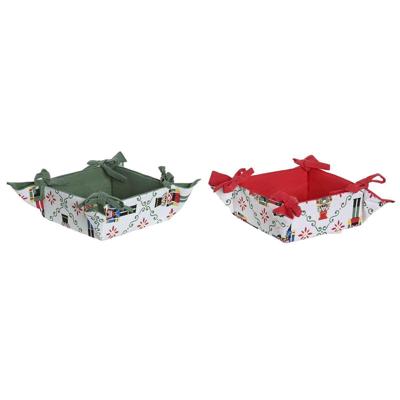 Decoratieve Mand Home ESPRIT Wit Rood Groen Beige Notenkraker Kerstmis 30 x 30 x 8 cm (2 Stuks) Decoratieve Mand Home ESPRIT Wit Rood Groen Beige Notenkraker Kerstmis 30 x 30 x 8 cm (2 Stuks)