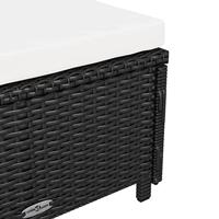 Ligbed met crmewit kussen poly rattan zwart - thumbnail