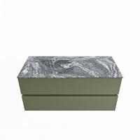 MONDIAZ VICA-DLUX 110cm badmeubel onderkast Army 2 lades. Inbouw wastafel CLOUD links 1 kraangat, kleur Lava. - thumbnail