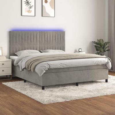 Boxspring met matras en LED fluweel lichtgrijs 180x200 cm