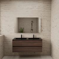 ACTIE BWS Badmeubel | Paris | Sonoma Choco 120 cm | Mat Zwart Wastafel | 2 Kraangaten - thumbnail