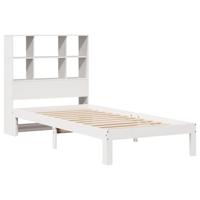 Bed met boekenkast zonder matras grenenhout wit 90x200 cm - thumbnail