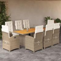 9-delige Tuinset met kussens poly rattan beige - thumbnail