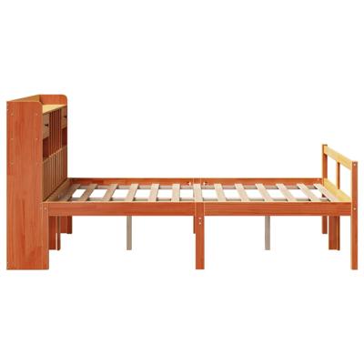 Bed met boekenkast zonder matras grenenhout wasbruin 140x190 cm