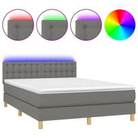 Boxspring met matras en LED stof donkergrijs 140x200 cm - thumbnail