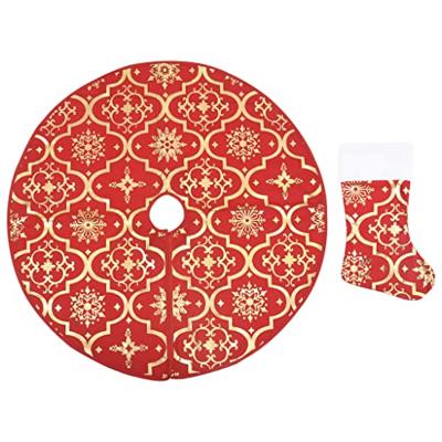 VidaXL Kerstboomrok luxe met sok 90 cm stof rood