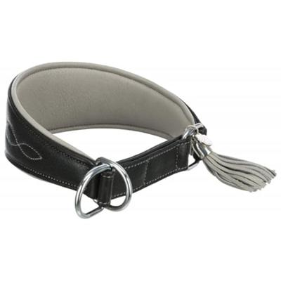 TRIXIE HALSBAND HOND ACTIVE COMFORT VOOR WINDHONDEN LEER ZWART / GRIJS 21-26X4 CM
