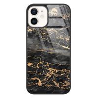 iPhone 12 glazen hardcase - Marmer grijs brons - thumbnail