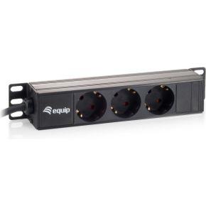 Equip 333299 power strip 3bay cee7/4 w. 1,8m cable, black (10 inch )