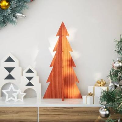 VidaXL Kerstdecoratie kerstboom 59,5 cm massief grenenhout wasbruin