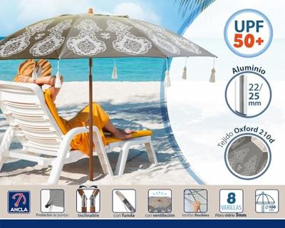 Strandparasol Grijs Ø 180 cm SPF50+ Boho Strandparasol Grijs Ø 180 cm SPF50+ Boho