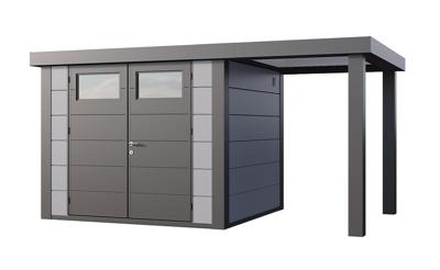 Telluria | Tuinhuis Classico 2724 met Overkapping Open Lounge Small | Rechts | Lichtgrijs