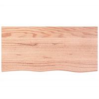 Wandschap 100x50x(2-4)cm behandeld massief eikenhout lichtbruin - thumbnail
