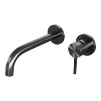 Brauer Stripe inbouw wastafelmengkraan met gebogen uitloop en rozetten model A1 gunmetal geborsteld PVD - thumbnail