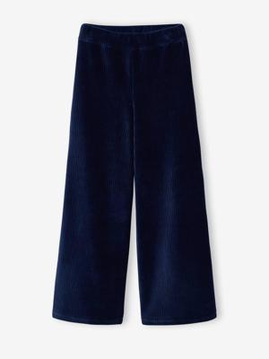 Wijde broek fluweel / velours marineblauw