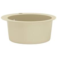 VidaXL Gootsteen enkele bak rond graniet beige - thumbnail