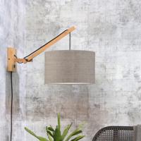GOOD&MOJO Wandlamp 'Andes' Small, Bamboe en Eco linnen, kleur Donkerbeige/Naturel - thumbnail