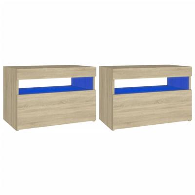 Nachtkastjes 2 st LED-verlichting 60x35x40 cm sonoma eikenkleur