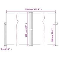 Windscherm uittrekbaar 160x1200 cm wit - thumbnail