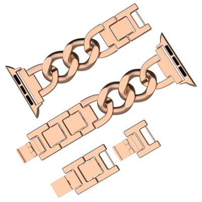 Metalen quick-release ketting band - Rosé / champagne goud - Geschikt voor Apple watch 44mm / 45mm / 46mm / 49mm