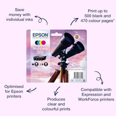 Epson Inktcartridge T02V6, 502 Origineel Combipack Zwart, Cyaan, Magenta, Geel C13T02V64010