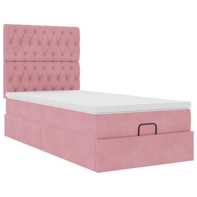 Ottoman bed met matrassen en LED's 100x200cm fluweel roze