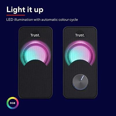 Trust Arys Compact RGB LED 2.0 speaker set PC speaker Zwart - thumbnail