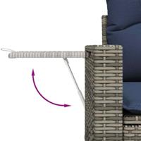 6-delige Loungeset met kussens poly rattan grijs - thumbnail