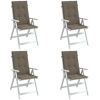 VidaXL Stoelkussens 4 st hoge rug 120x50x4 cm stof gemêleerd taupe - thumbnail