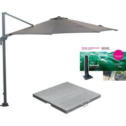 Garden Impressions Zweefparasol M Ø330 cm zand - incl voet en hoes