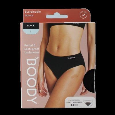Boody Menstruatieondergoed Bikinislip Zwart Licht / Normaal Maat L